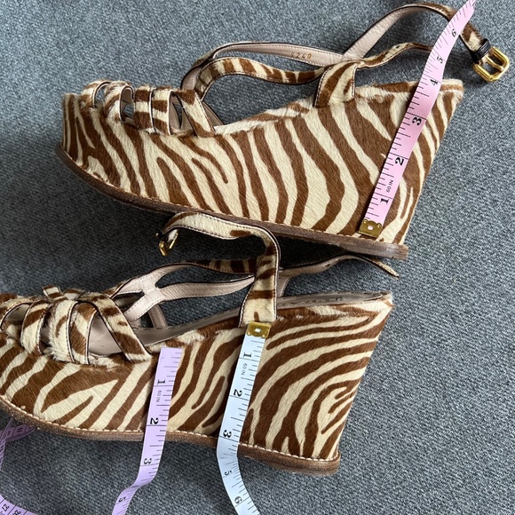 Prada Pony Skin Zebra Wedges European size 40 . Brown and Beige . - Picture 9 of 16